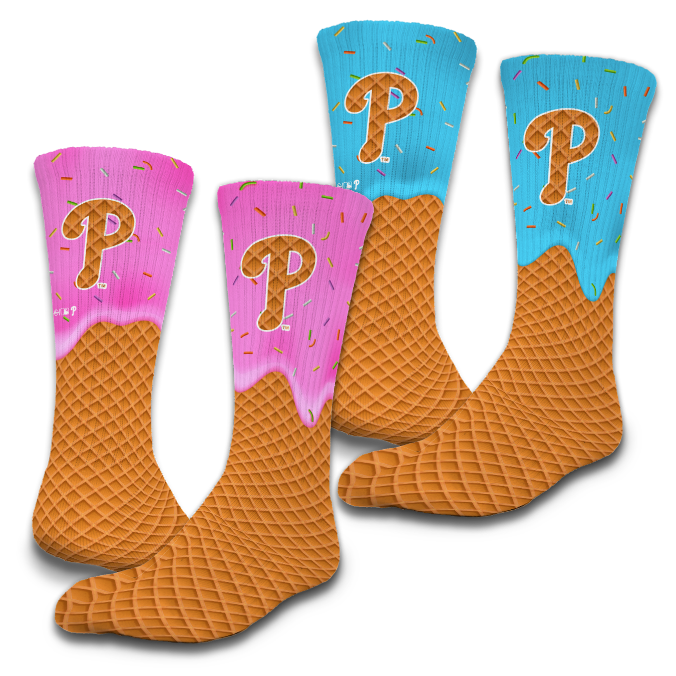 "Philadelphia Phillies Ice Cream with Jimmies Drip 2-Pack" Lifestyle Crew Socks