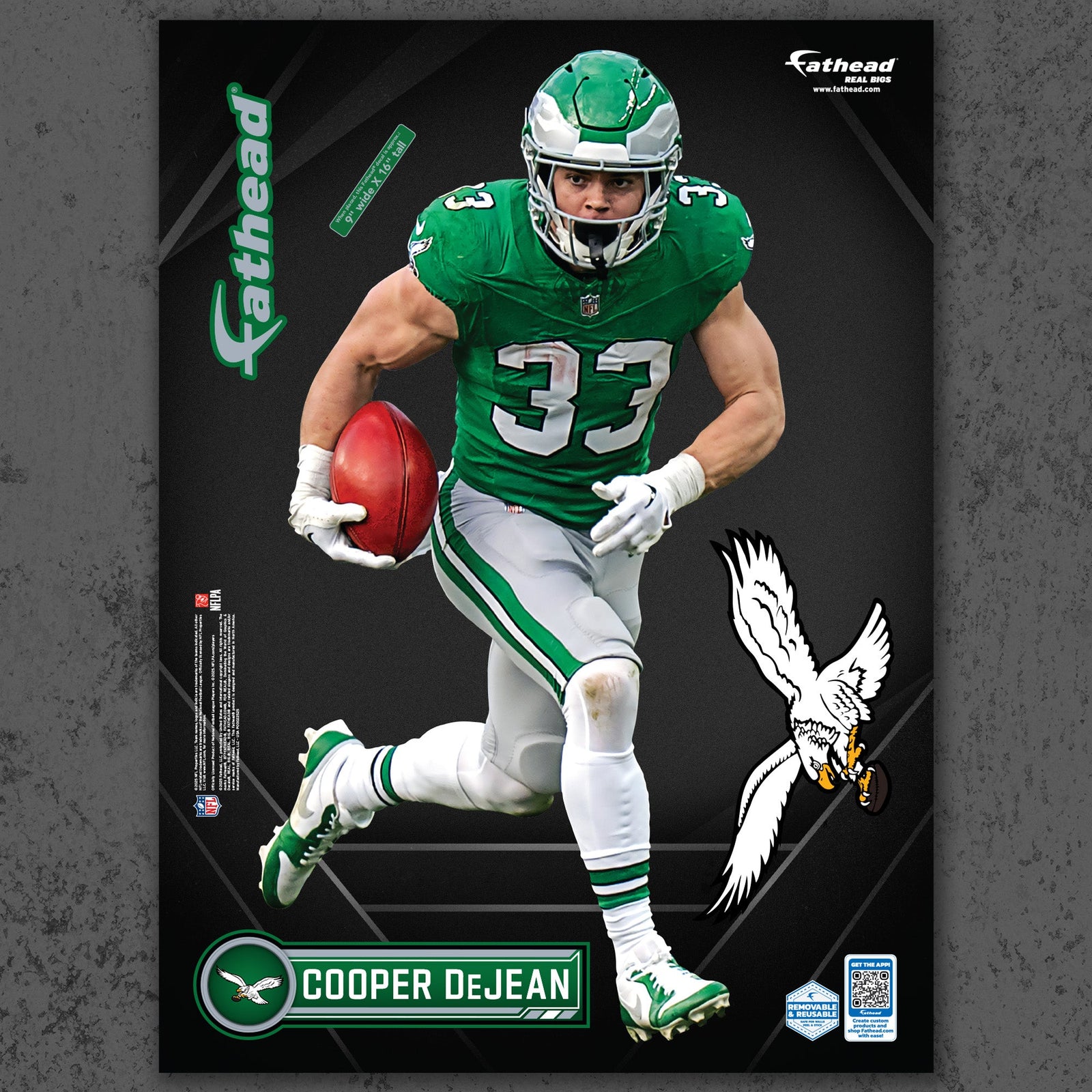 Cooper DeJean - RealBig Collection - Official NFL - Philadelphia Eagles - Reusable Vinyl Wall Decals