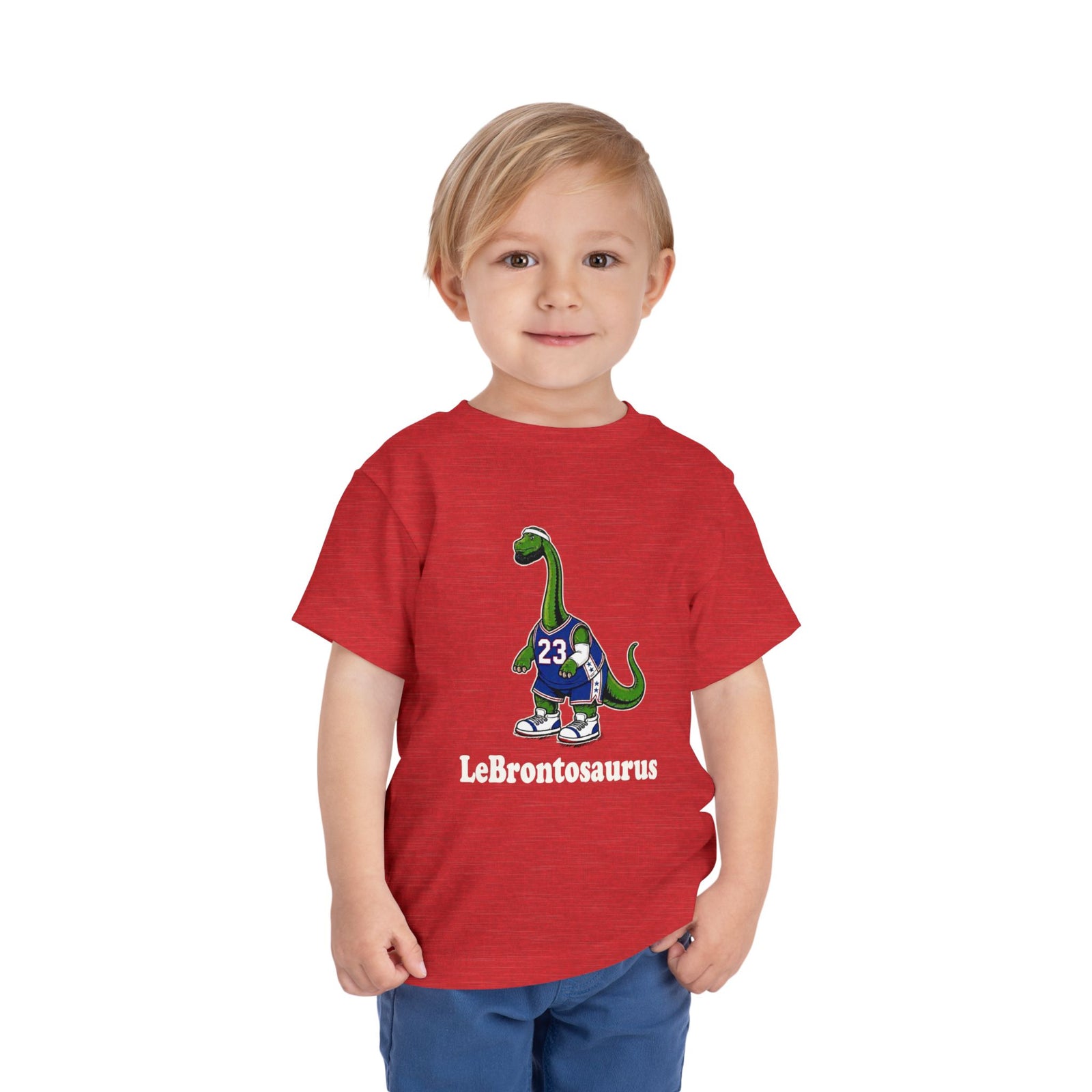 "LeBrontosaurus" Heather Red Toddler Tee