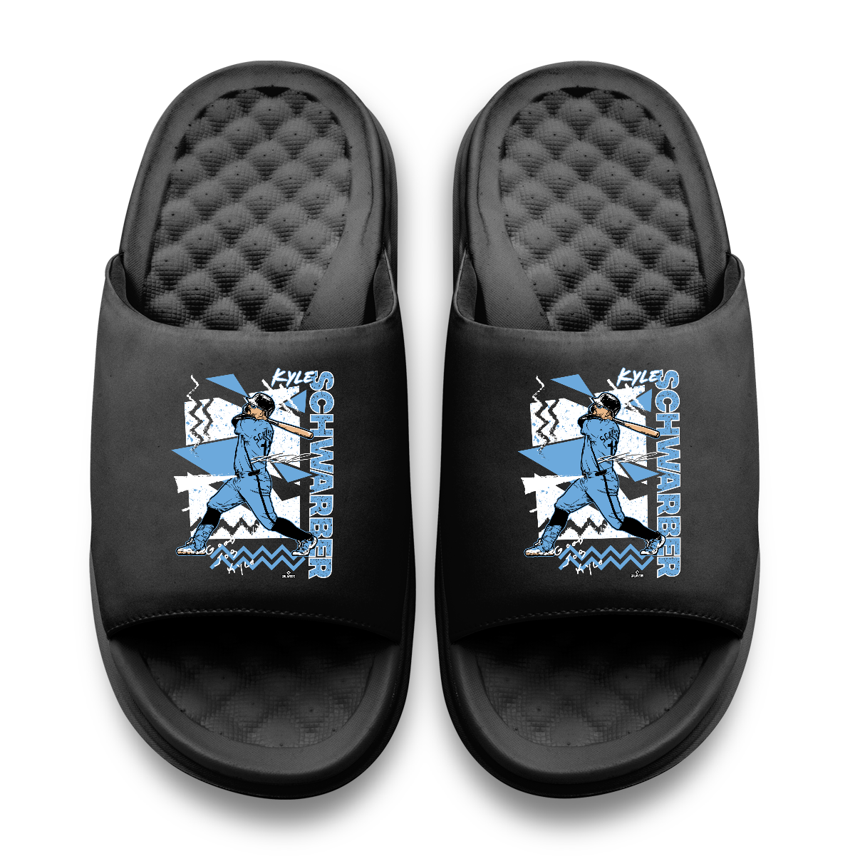 "Kyle Schwarber Retro Collage" Slide Sandals