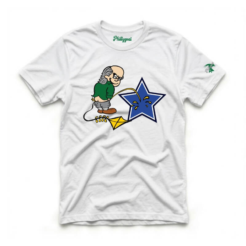 "Ben Franklin Whizzing on the Blue Star" Tee