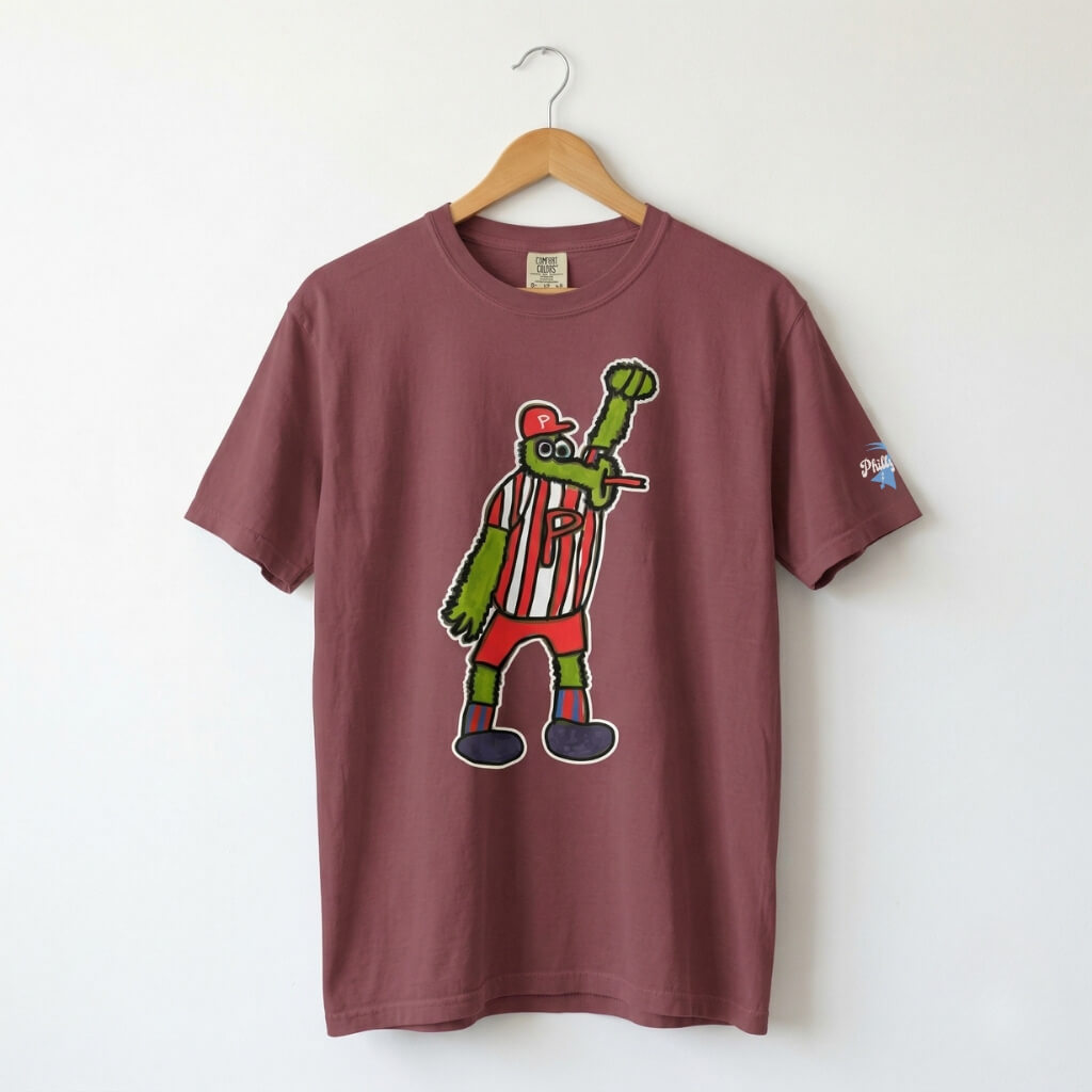 Philadelphia Phillies Phillie Phanatic maroon shirt by Devin for CHOP by Phillygoat