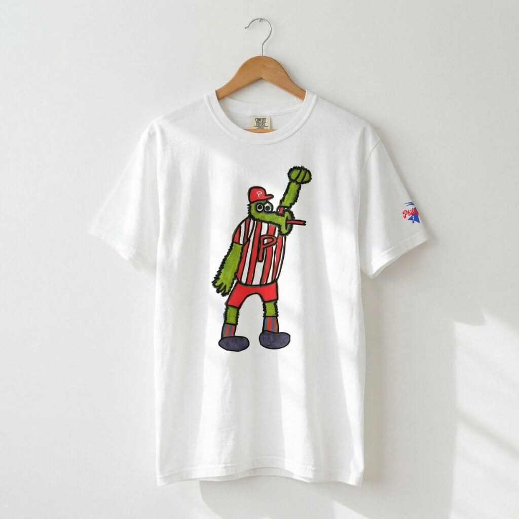 Philadelphia Phillies Phillie Phanatic white shirt by Devin for CHOP by Phillygoat