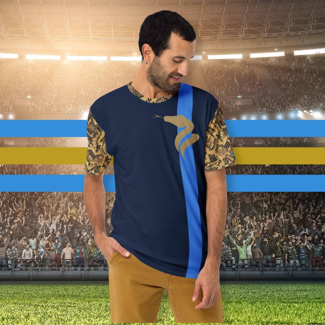 Man wearing a Phillygoat Philadelphia Union soccer jersey t-shirt
