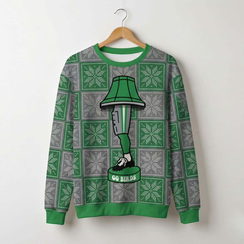 Philadelphia Eagles ugly xmas sweater birds leg lamp christmas story sweatshirt by Phillygoat