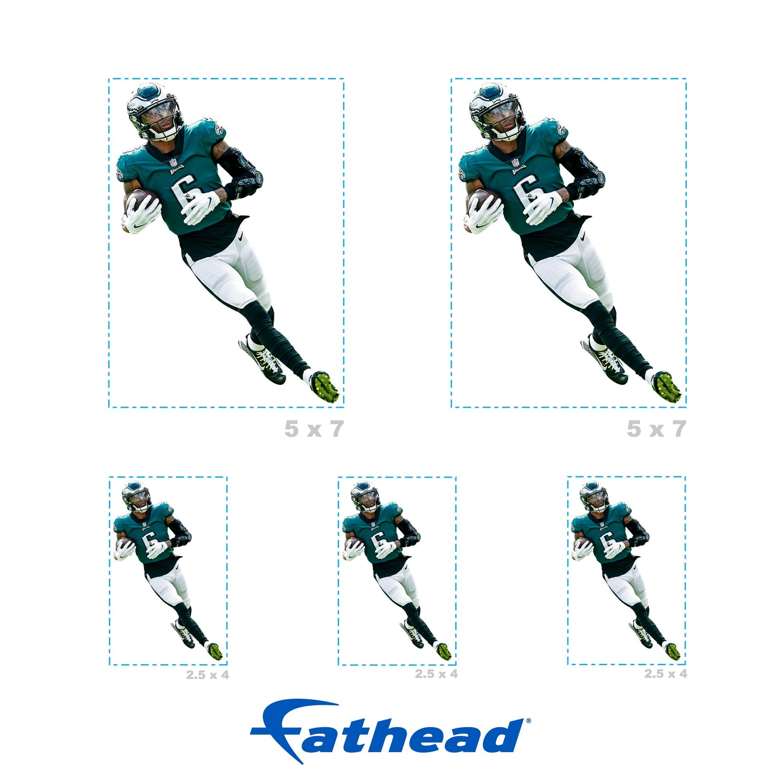 DeVonta Smith - 5 Minis (Mixed Sizes) - Official NFL - Philadelphia Eagles - Reusable Vinyl Decals