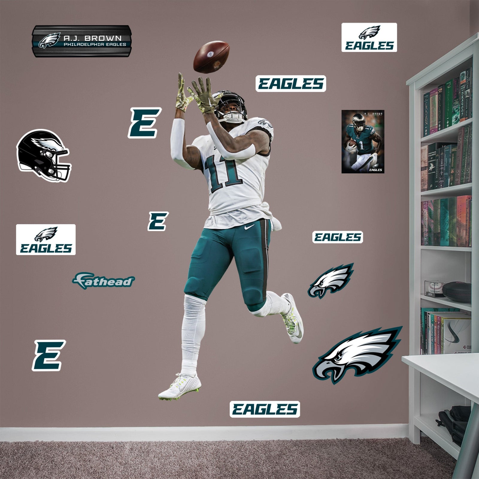 A.J. Brown Catch - RealBig Collection - Official NFL - Philadelphia Eagles - Reusable Vinyl Wall Decals