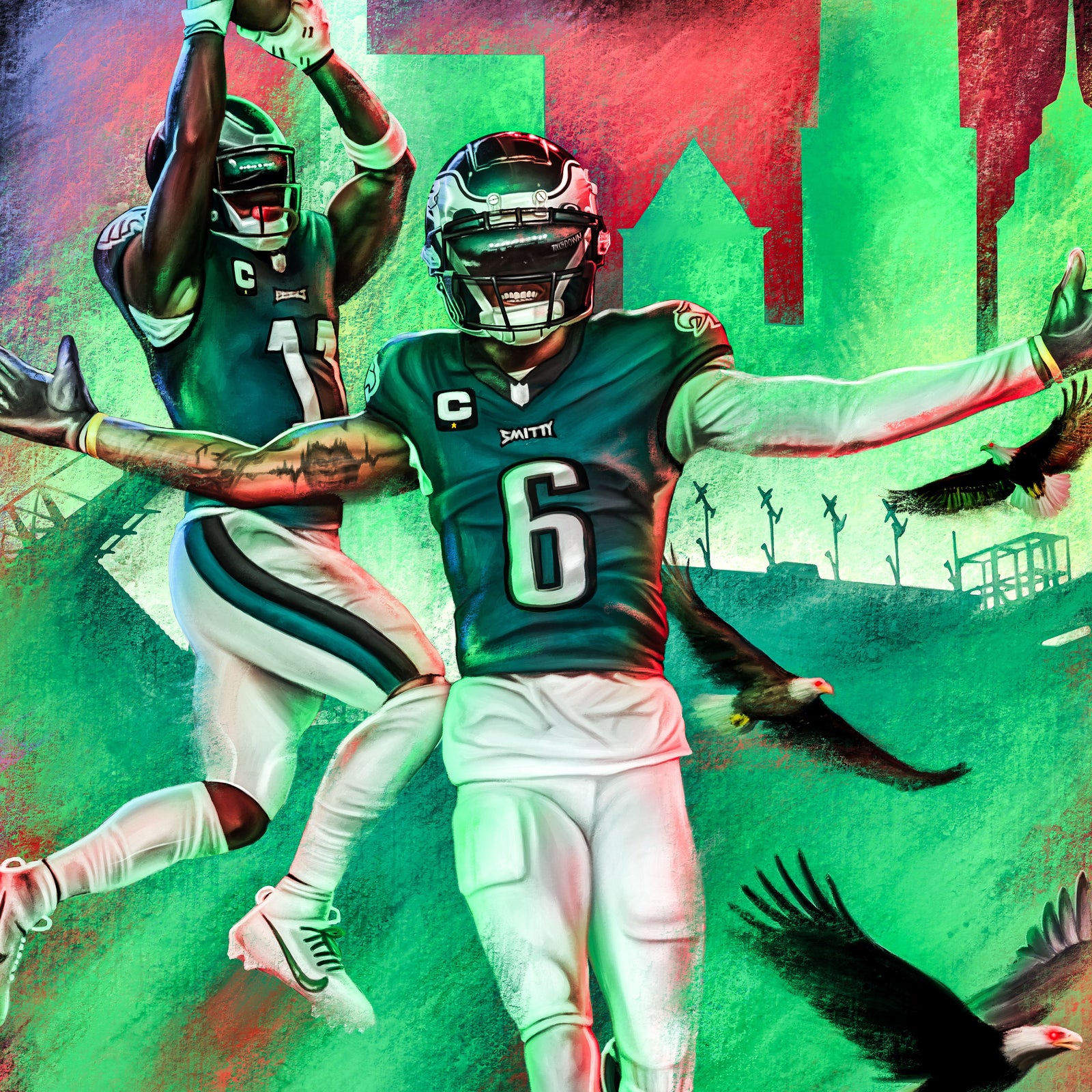 "Devonta Smith & AJ Brown 'DUPLEX'" Art Piece