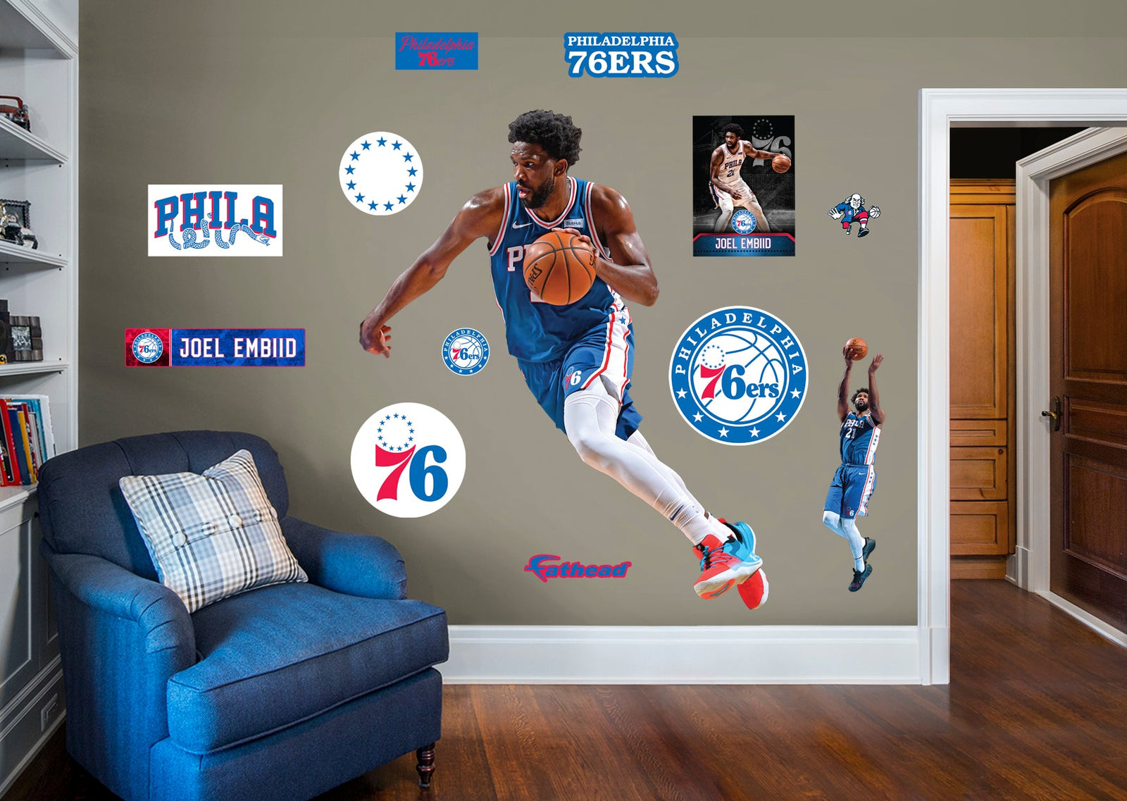 Joel Embiid - RealBig Collection - Official NBA - Philadelphia 76ers - Reusable Vinyl Wall Decals #4