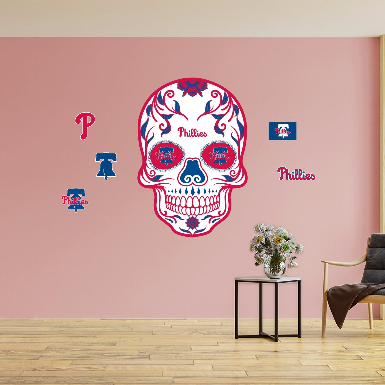 Philadelphia Phillies - RealBig Sugar Skull Collection - Official MLB - Reusable Vinyl Wall Decals