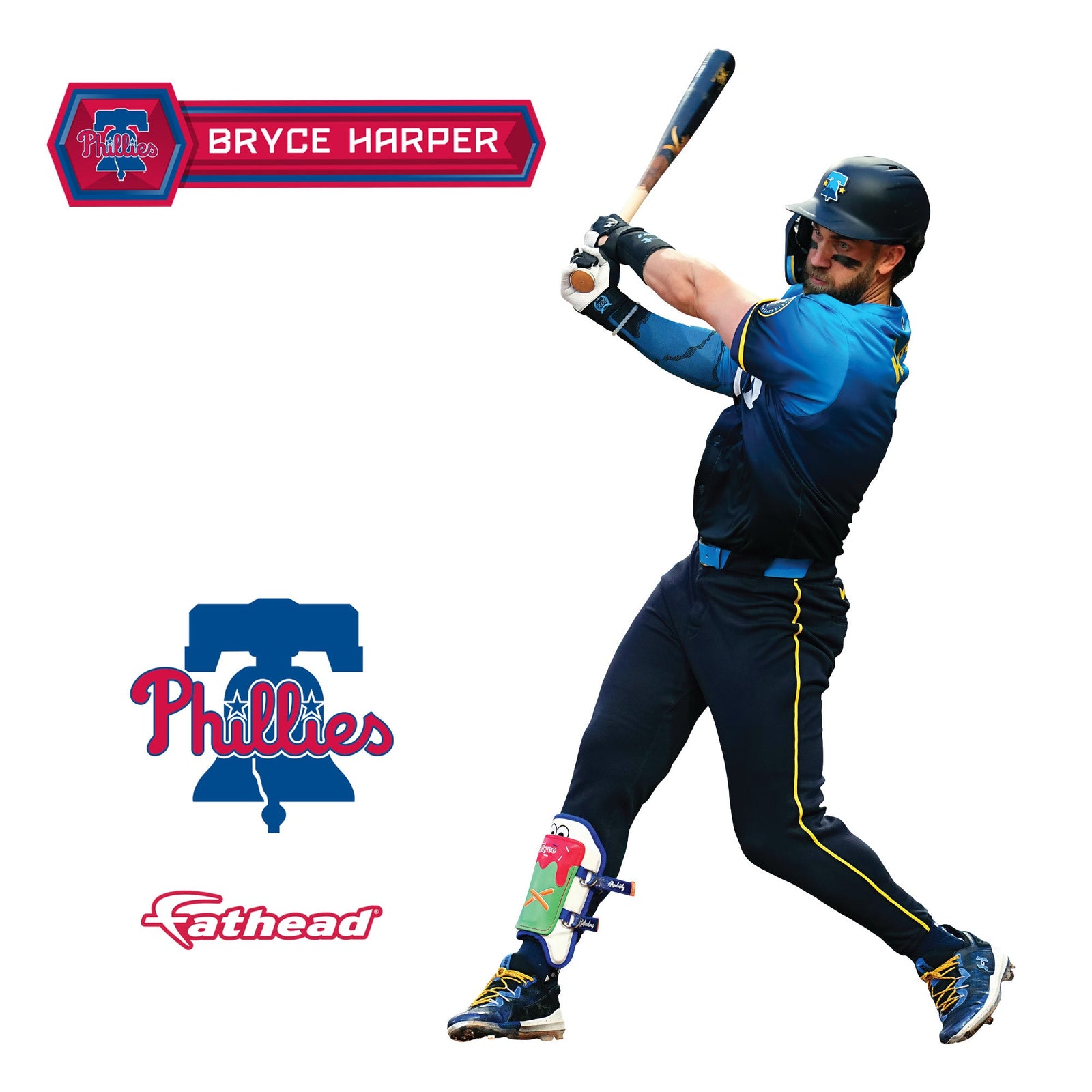 Bryce Harper City Connect - RealBig Collection - Official MLB - Philadelphia Phillies - Reusable Vinyl Wall Decals