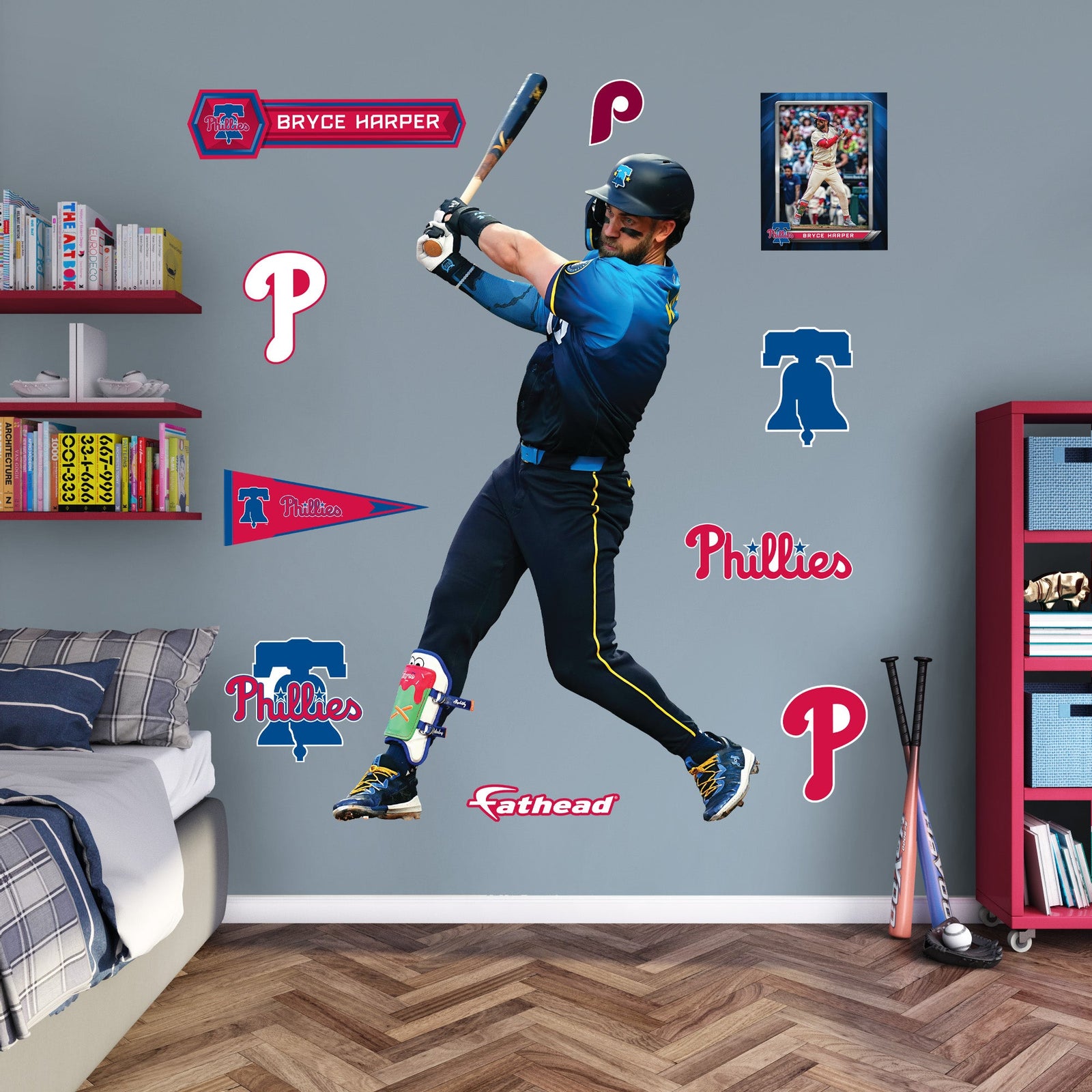 Bryce Harper City Connect - RealBig Collection - Official MLB - Philadelphia Phillies - Reusable Vinyl Wall Decals