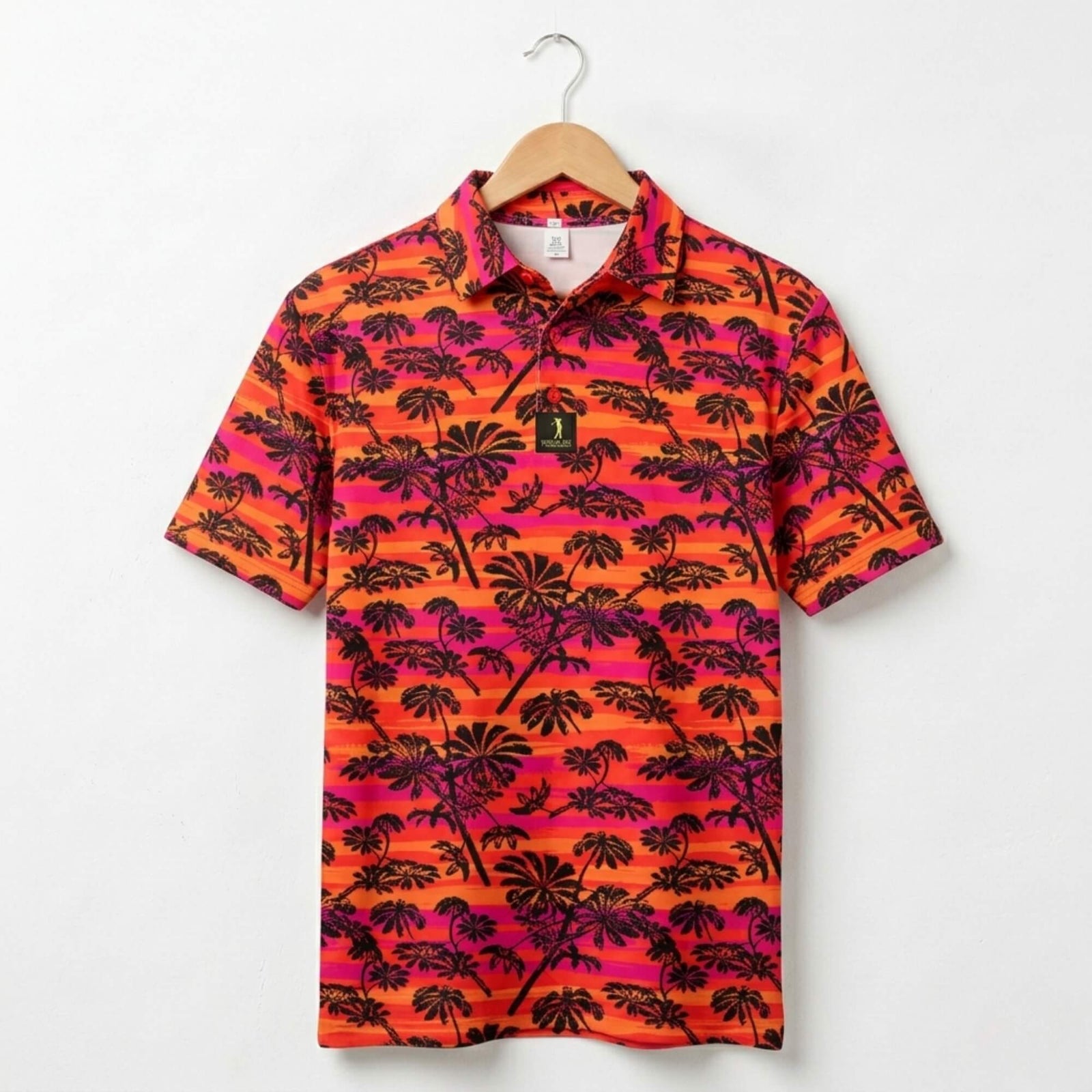 Jersey Shore Nights orange palm tree mens golf polo phillygoat