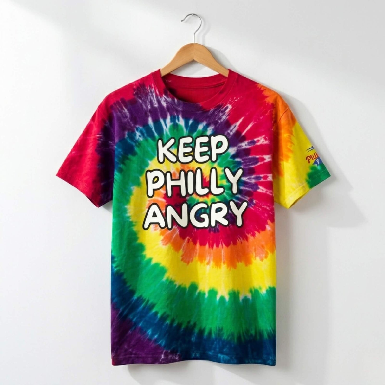 Keep Philly Angry Philadelphia classic rainbow oversized tie-dye t-shirt by Phillygoat