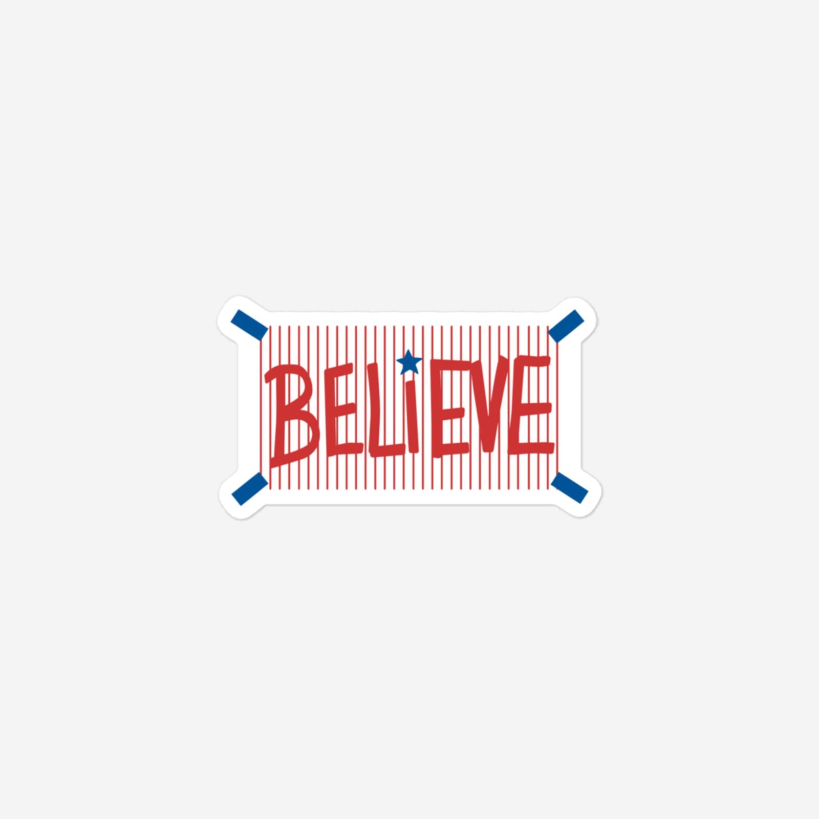 "BELIEVE" Red Pinstripes Sticker