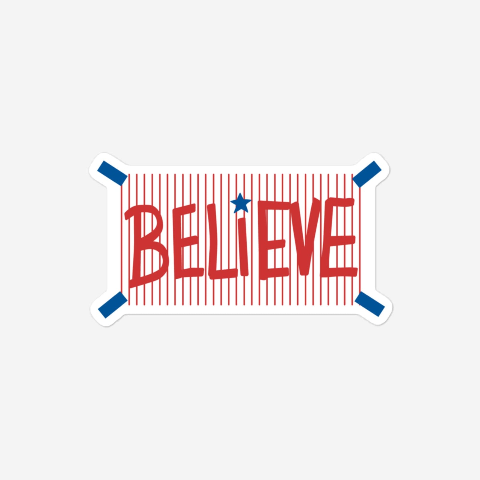 "BELIEVE" Red Pinstripes Sticker