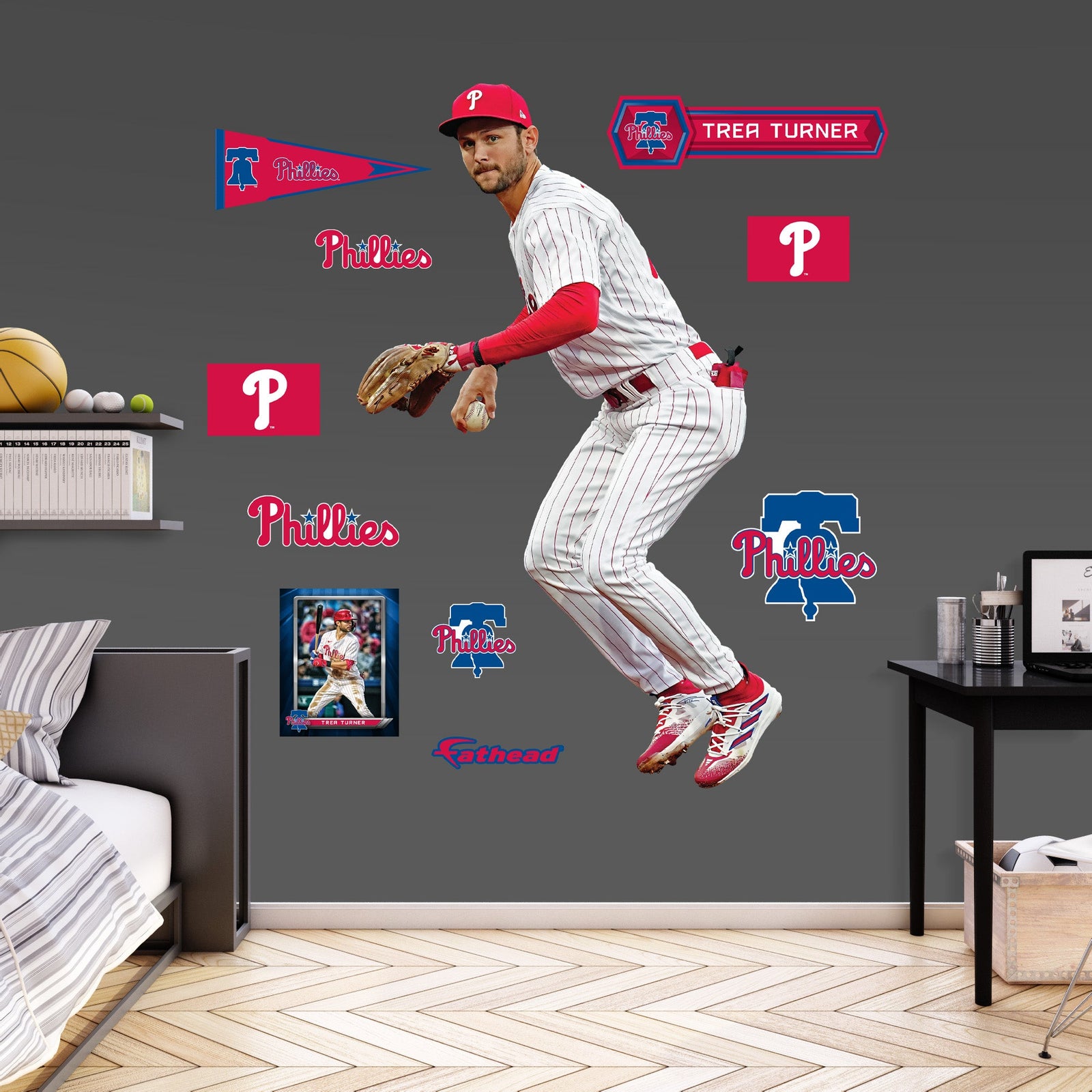 Trea Turner - RealBig Fielding Collection - Official MLB - Philadelphia Phillies - Reusable Vinyl Wall Decals