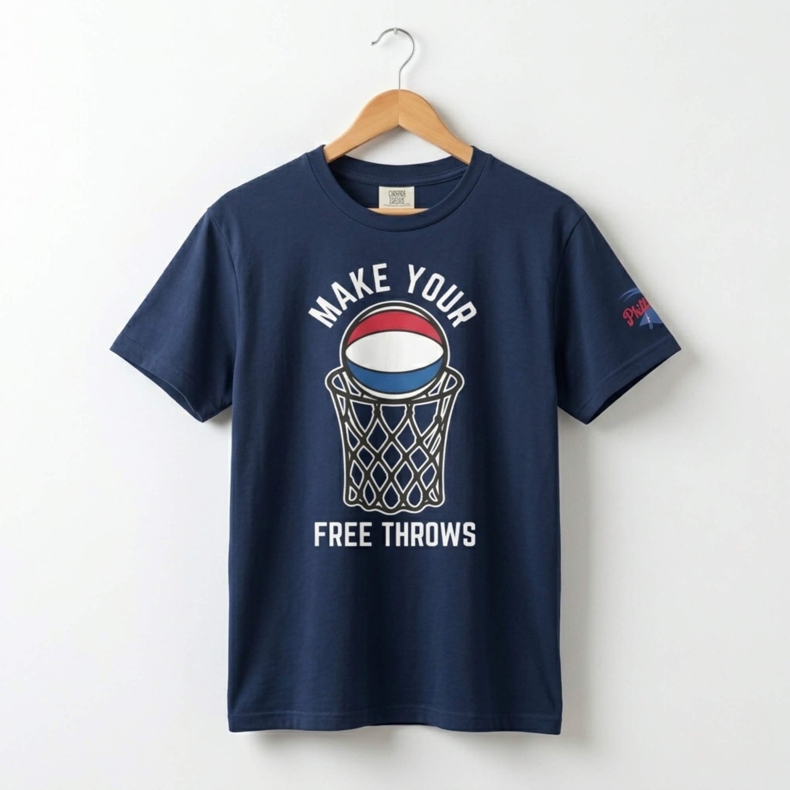 Make your free throws funny basketball t-shirt navy blue by Phillygoat