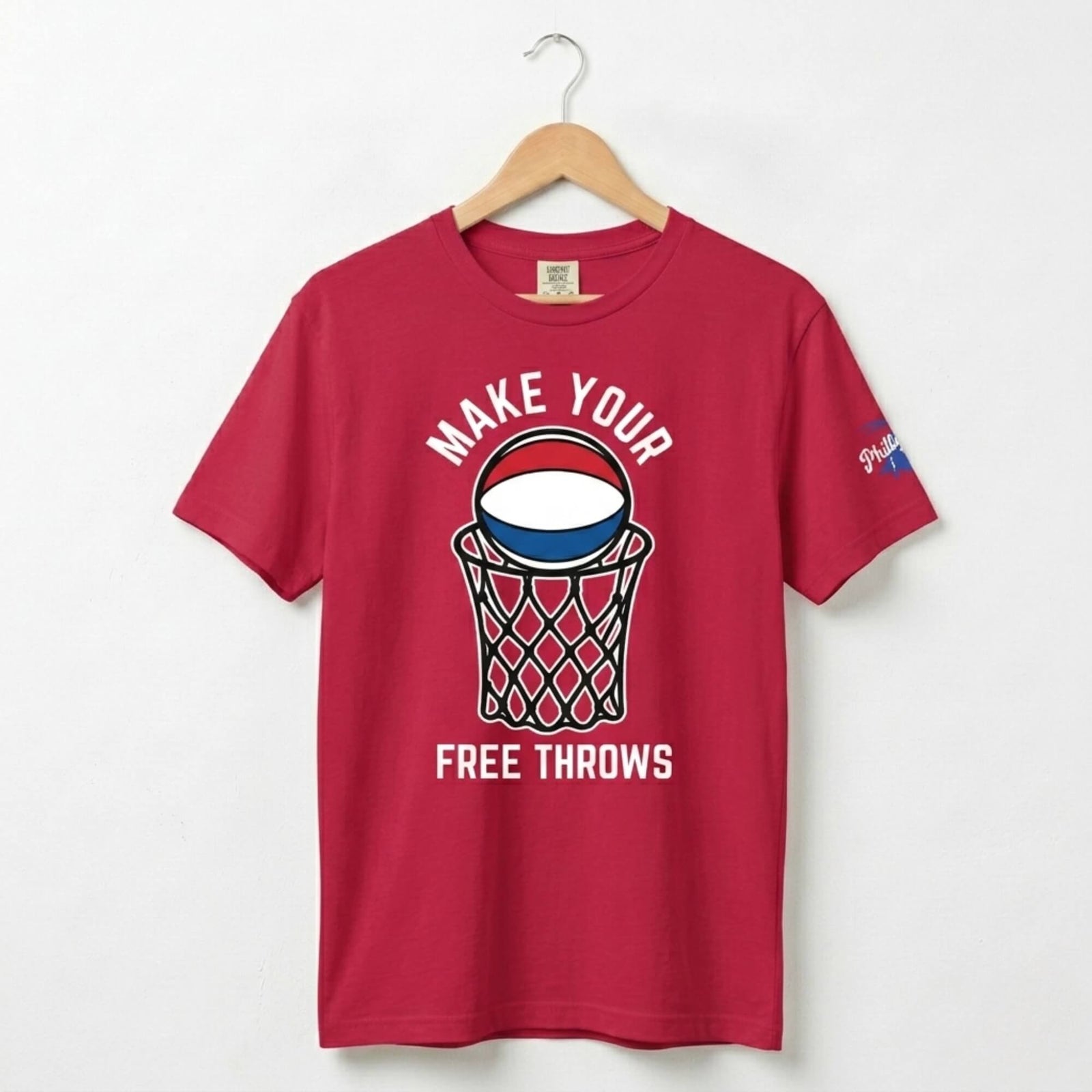 Make your free throws funny basketball t-shirt red by Phillygoat
