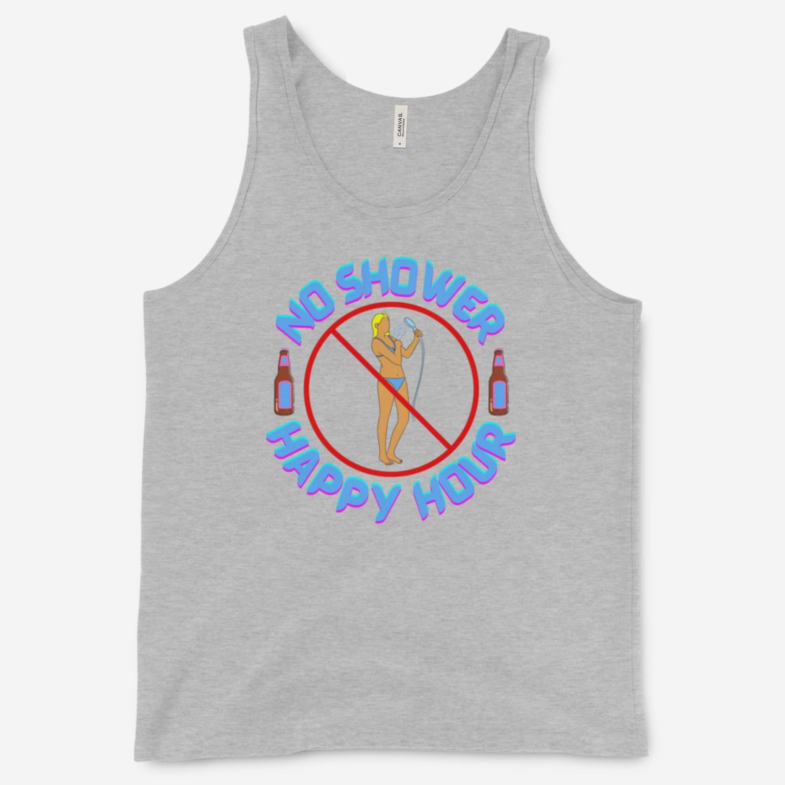 "No Shower Happy Hour" Unisex Tank Top