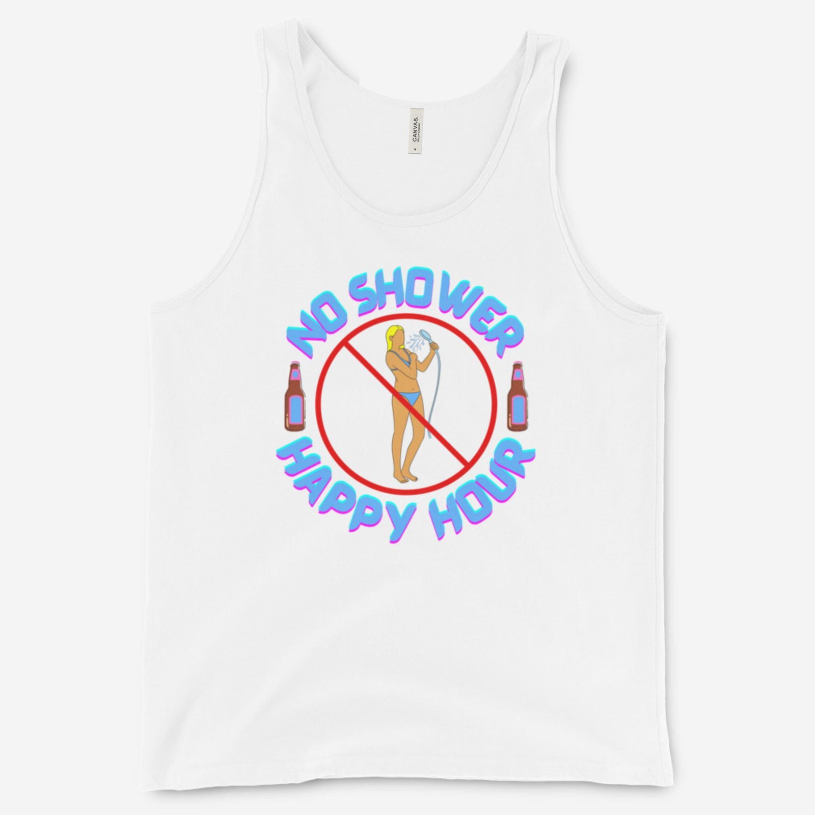"No Shower Happy Hour" Unisex Tank Top