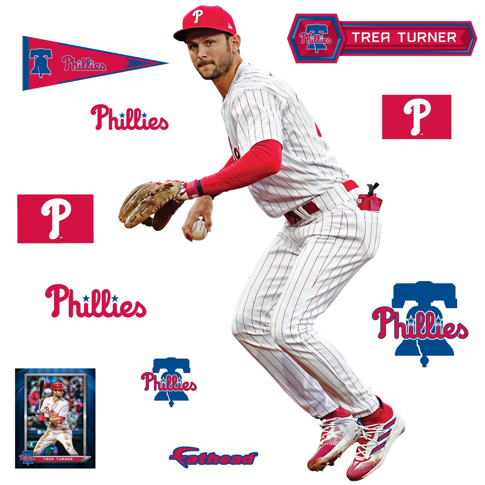 Trea Turner - RealBig Fielding Collection - Official MLB - Philadelphia Phillies - Reusable Vinyl Wall Decals
