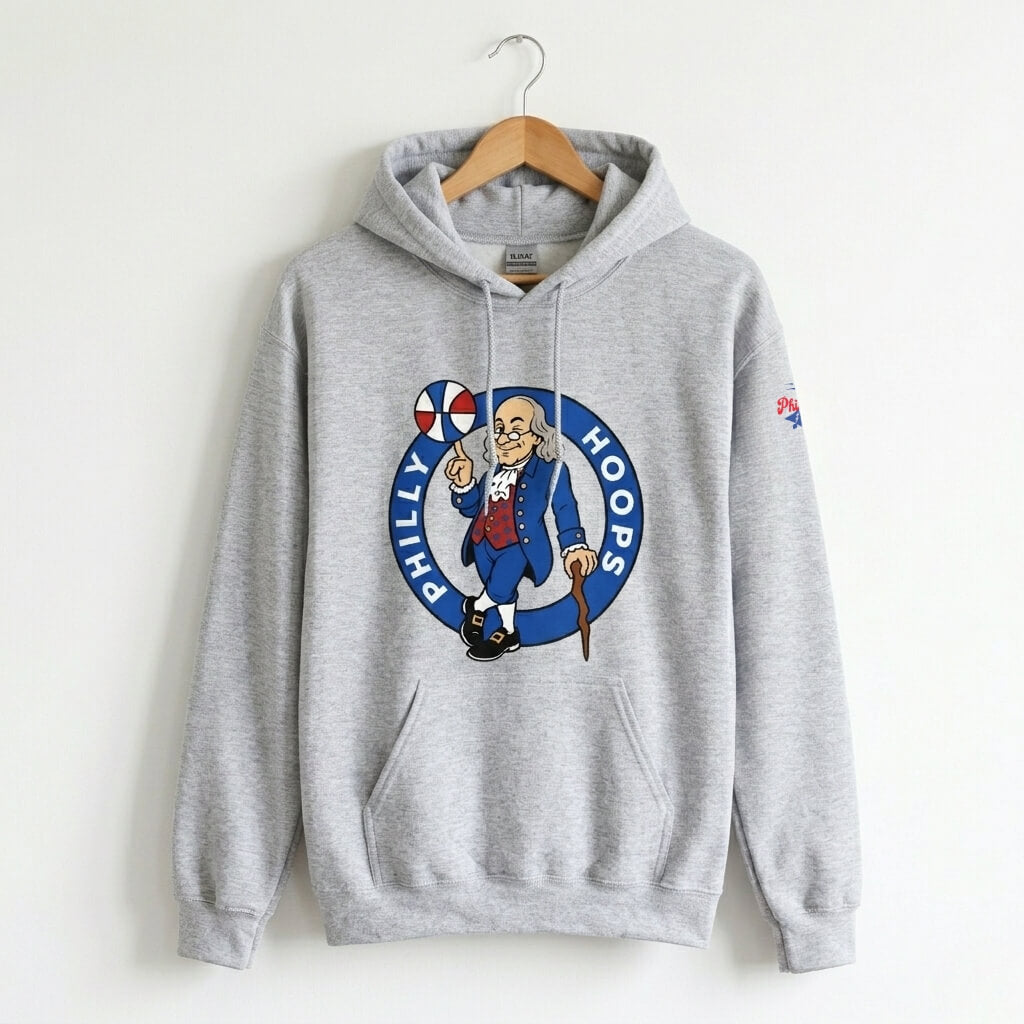 Philadelphia 76ers Ben Franklin Philly Hoops sport grey hoodie by Phillygoat