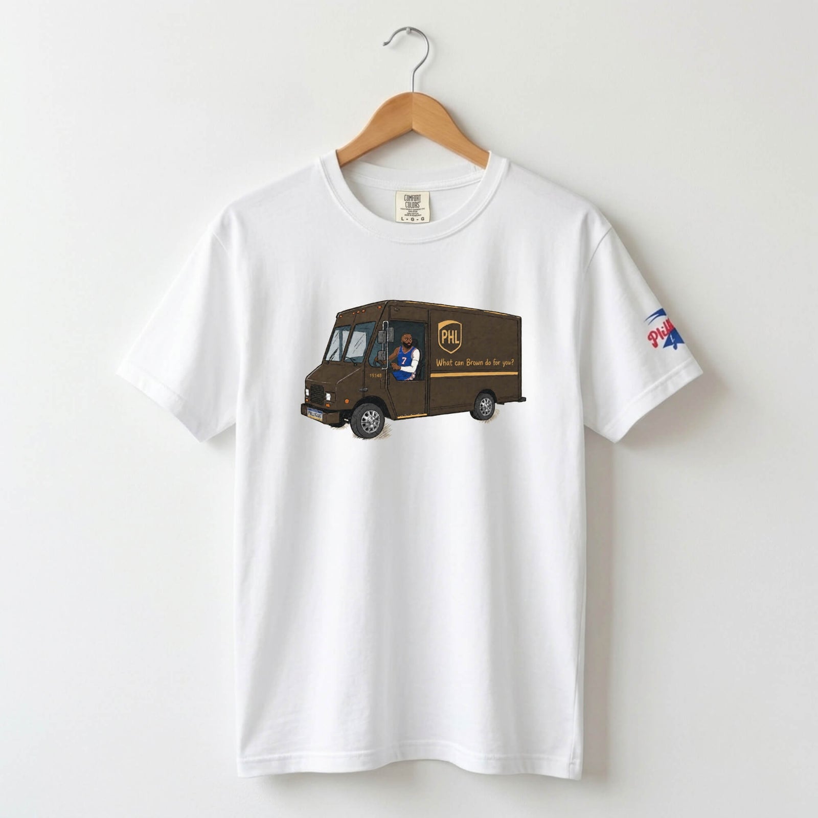 Philadelphia 76ers Jaylen Brown UPS What Can Brown Do for you? white comfort colors t-shirt by Phillygoat