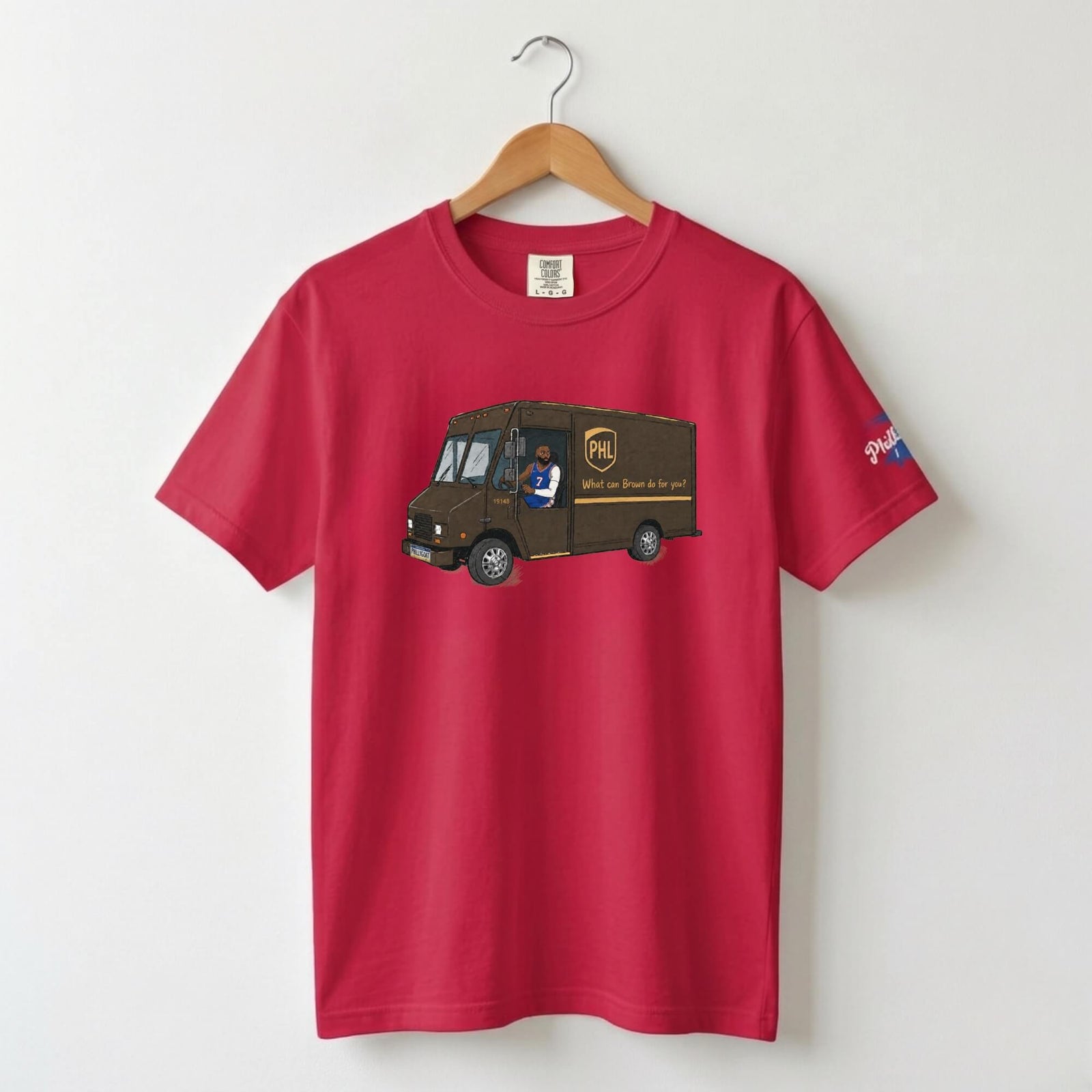 Philadelphia 76ers Jaylen Brown UPS What Can Brown Do for you? red comfort colors t-shirt by Phillygoat