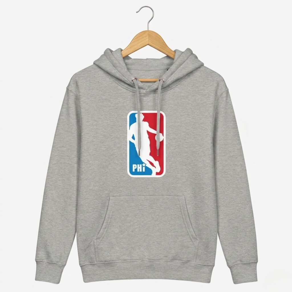 Philadelphia 76ers Joel Embiid NBA logo grey hoodie by Phillygoat