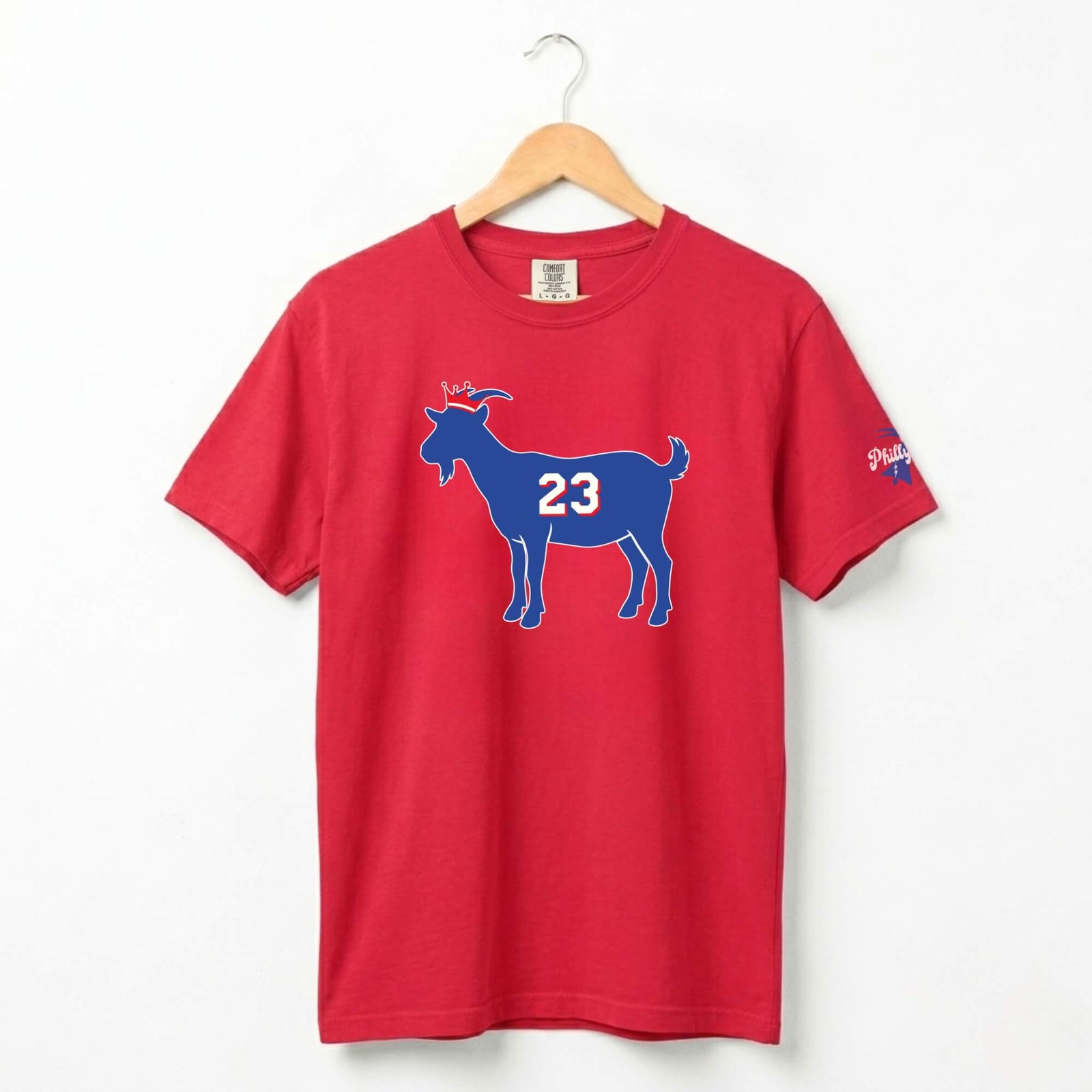 Philadelphia 76ers LeBron James GOAT red comfort colors t-shirt by Phillygoat