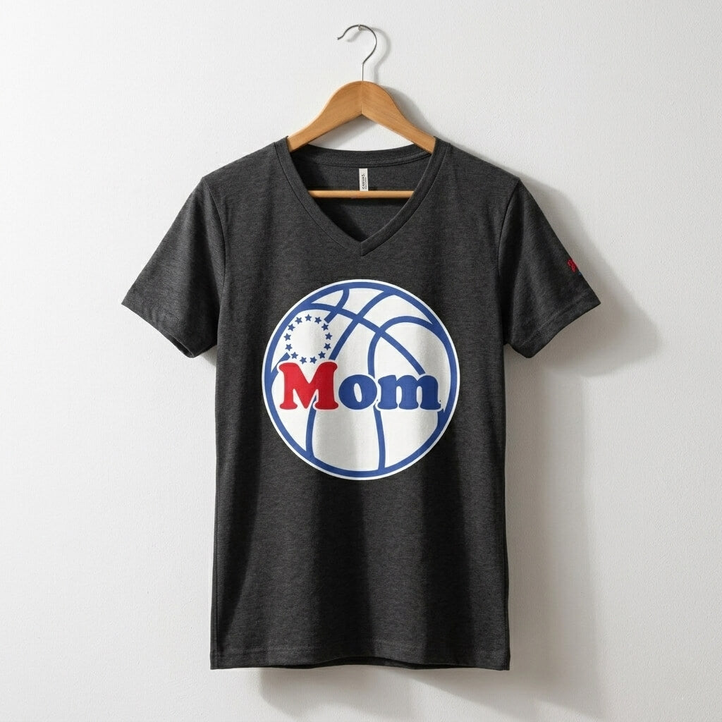 "Philly Hoops Mom" Women's V-neck Tee