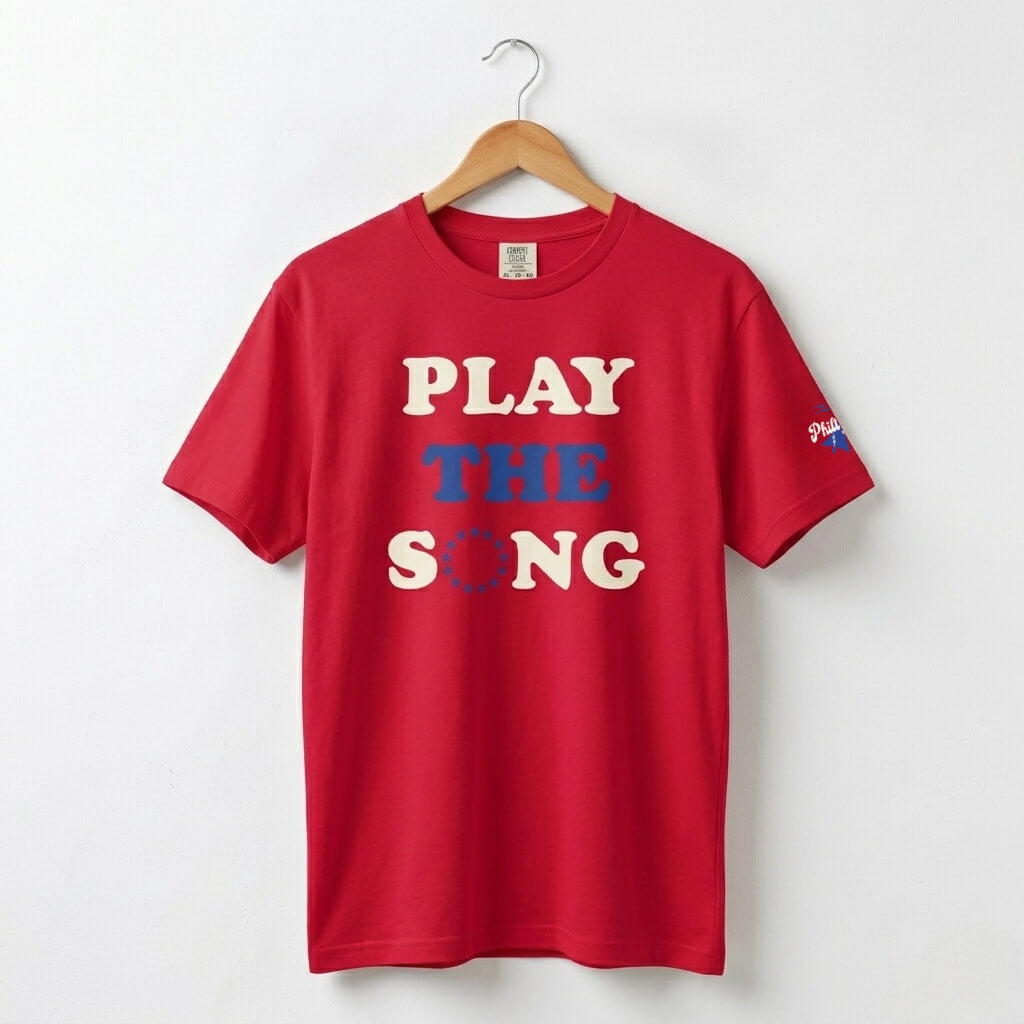 Philadelphia 76ers Play the Song red comfort colors t-shirt by Phillygoat