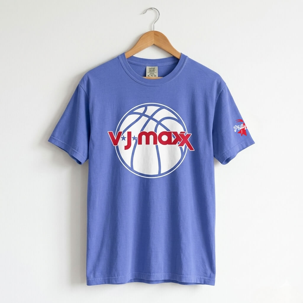 Philadelphia 76ers Tyrese Maxey and VJ Edgecombe VJ Maxx royal blue comfort colors tee by Phillygoat
