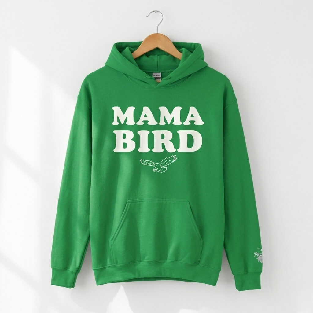 Philadelphia Eagles Mama Bird kelly green hoodie by Phillygoat