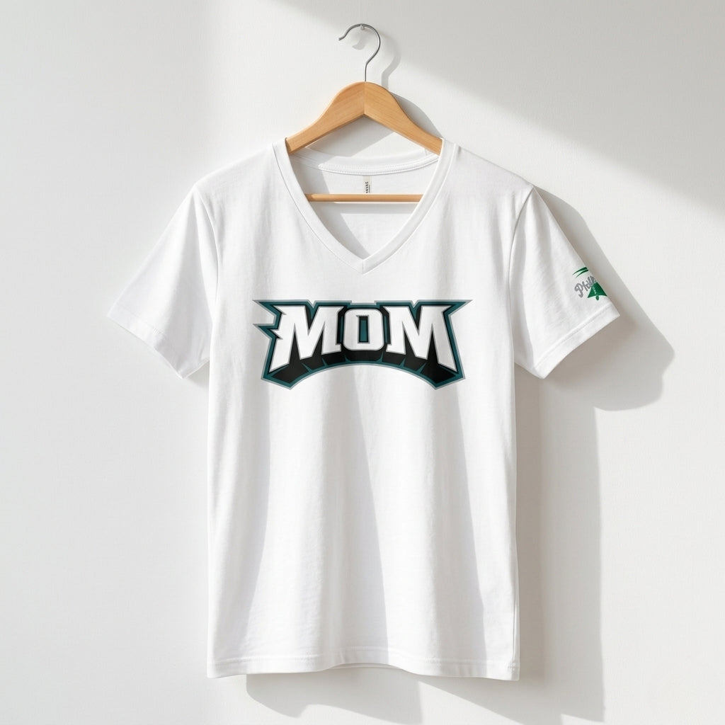 Philadelphia Eagles Mom white v-neck t-shirt by Phillygoat