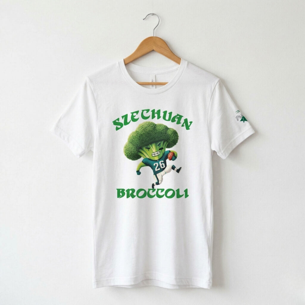 Philadelphia Eagles Saquon Barkley Szechuan Broccoli funny whitet-shirt by Phillygoat