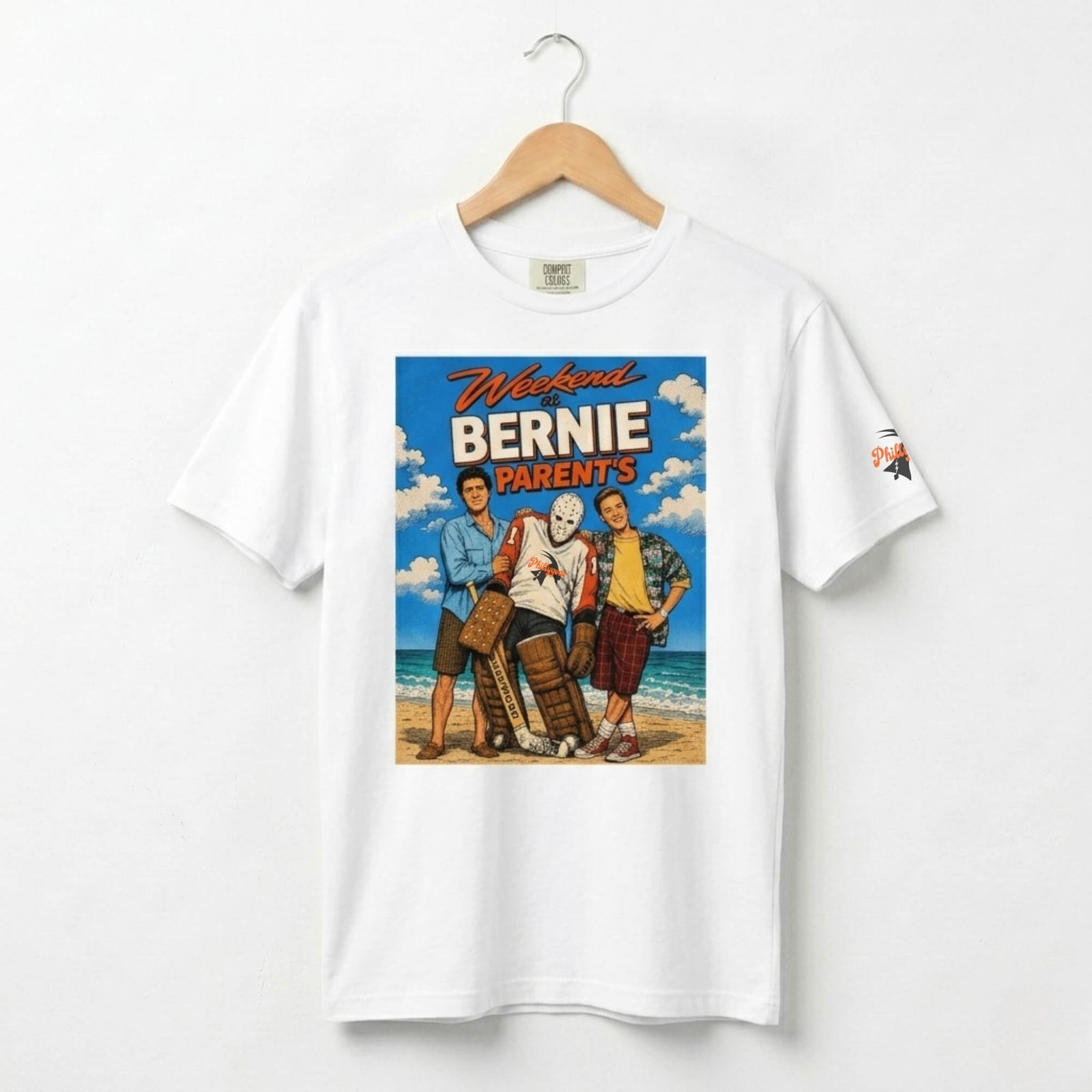 Philadelphia Flyers Weekend at Bernie Parent's funny white Comfort Colors t-shirt by Phillygoat