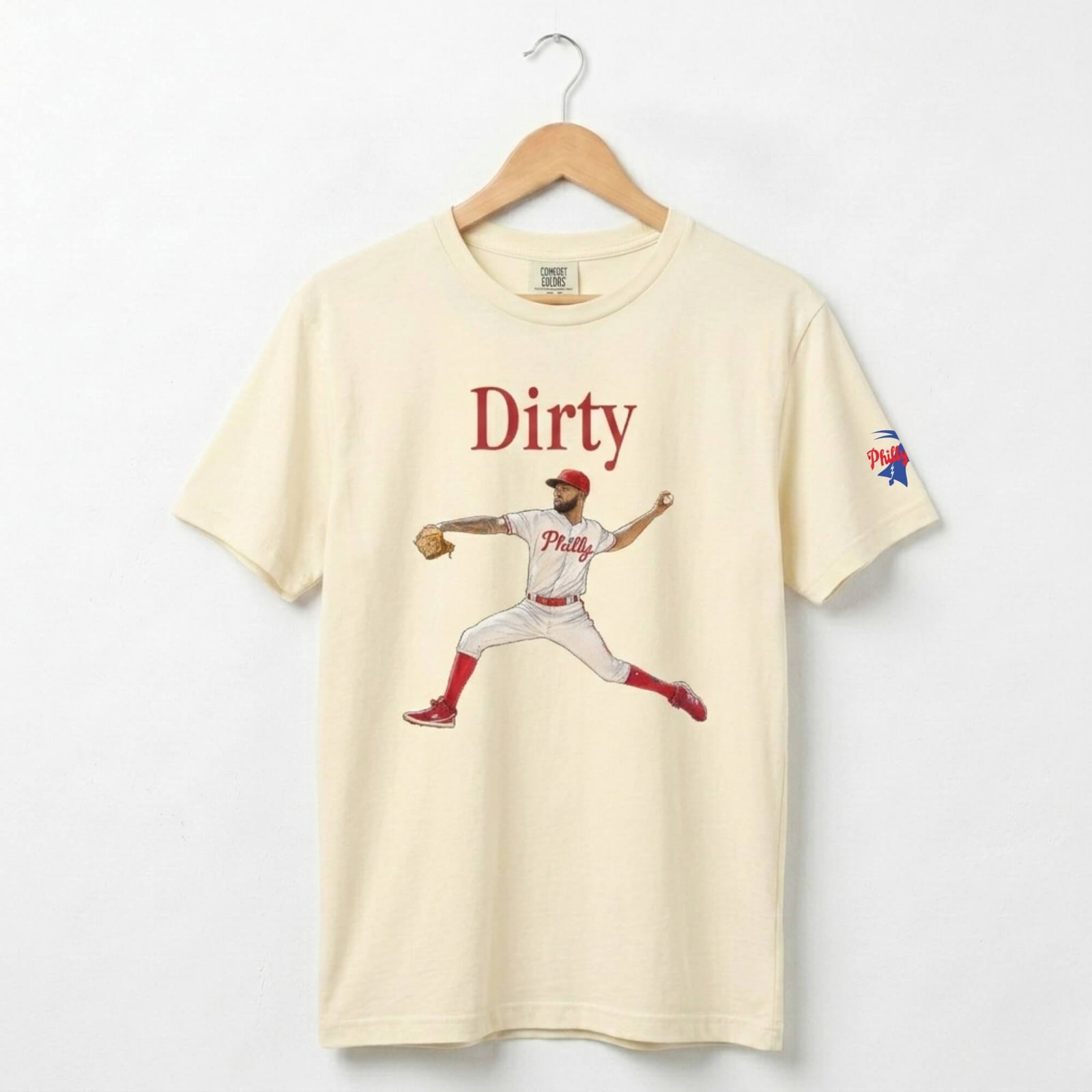 Philadelphia Phillies Christopher Sanchez Dirty Sanchez ivory comfort colors t-shirt by Phillygoat