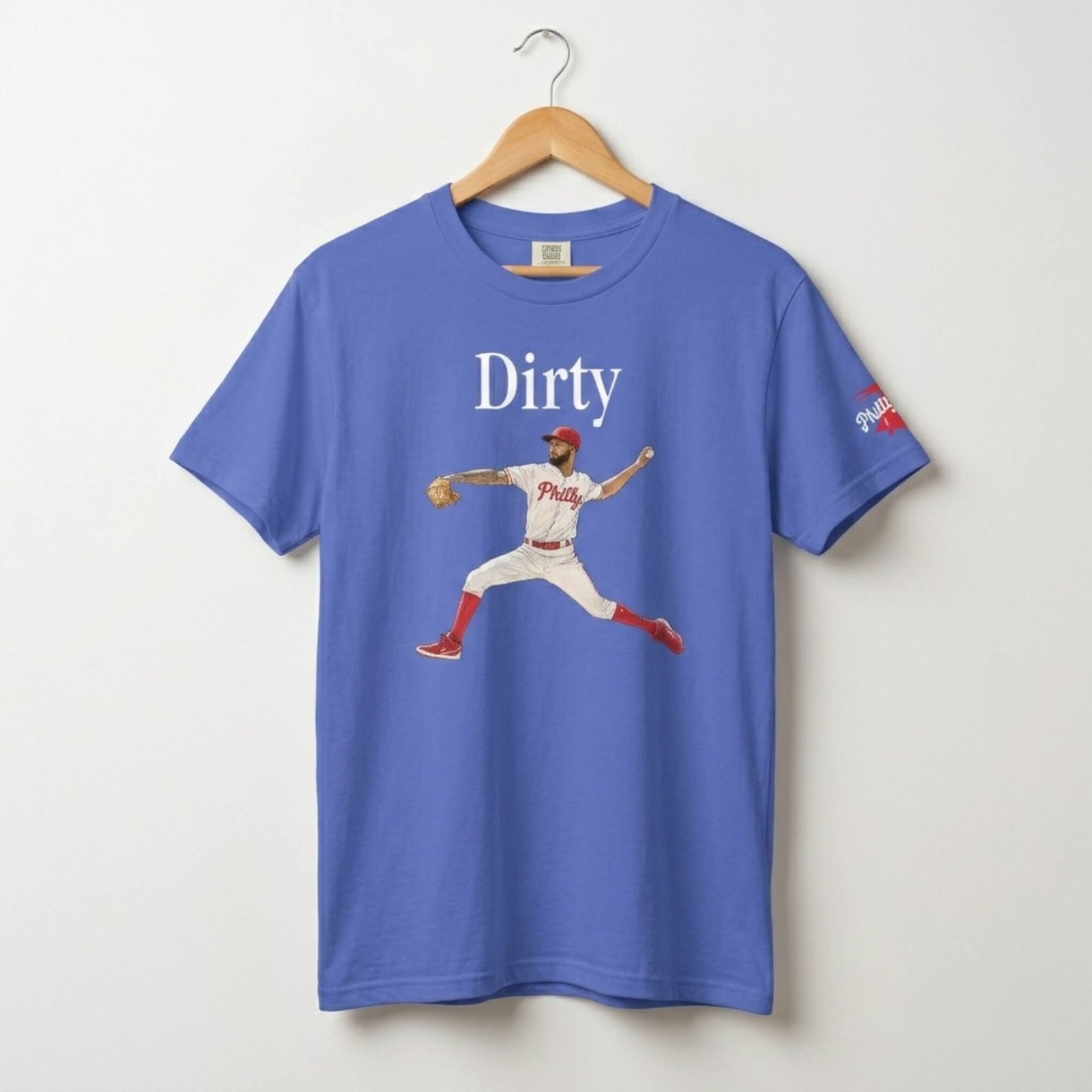 Philadelphia Phillies Christopher Sanchez Dirty Sanchez royal bluecomfort colors t-shirt by Phillygoat