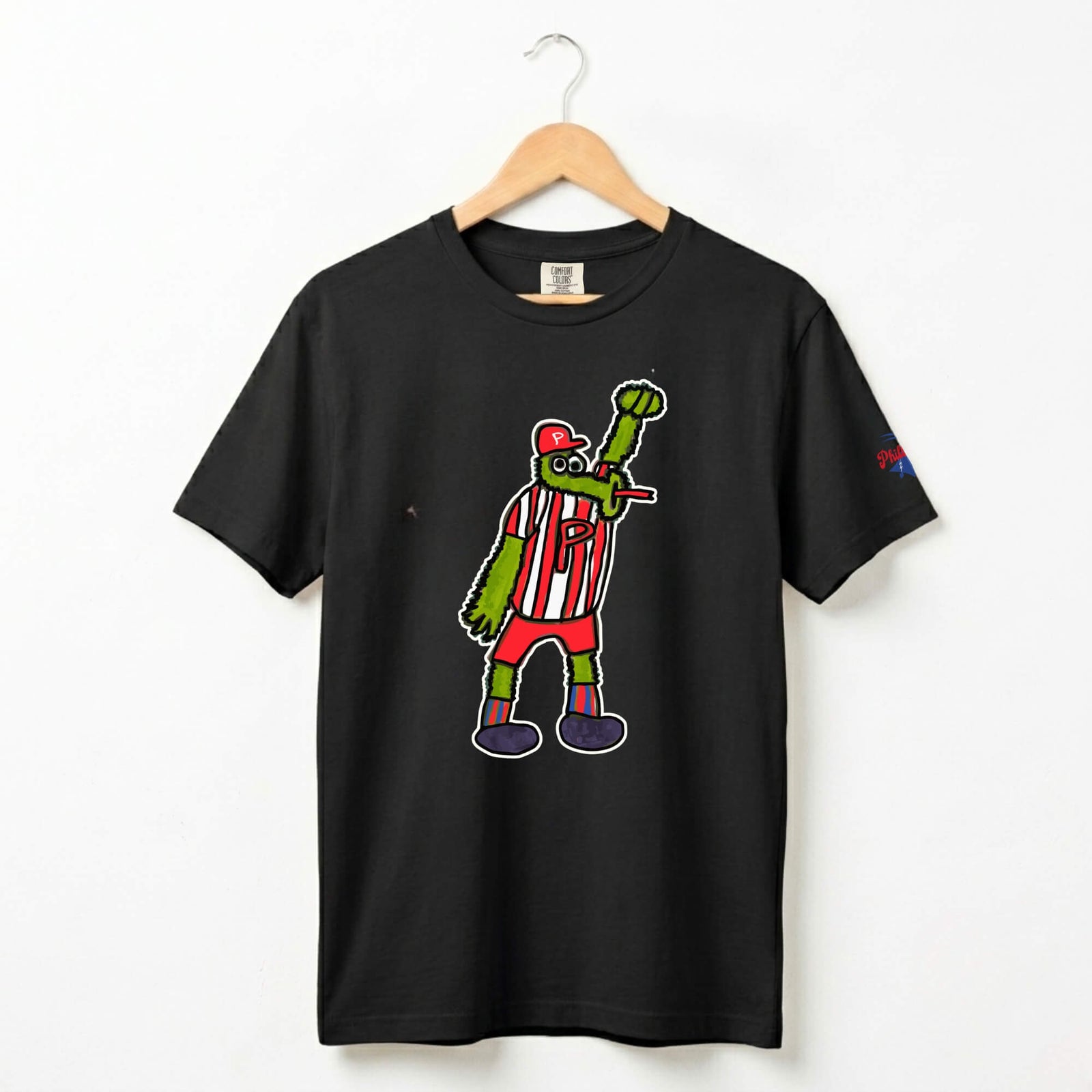 Philadelphia Phillies Phillie Phanatic by Devin black Comfort Colors t-shirt by Phillygoat