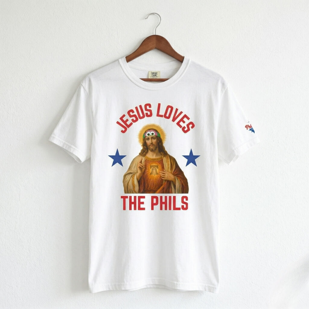 Philadelphia Phillies funny Jesus Loves the Phils white shirt by Phillygoat