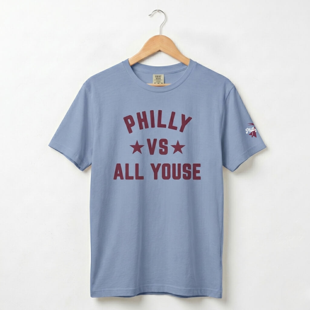 Philadelphia Phillies Philly vs All Youse washed denim comfort colors t-shirt by Phillygoat