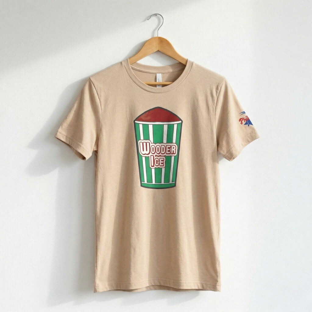 Philadelphia italian ice philly wooder water ice tan t-shirt by Phillygoat