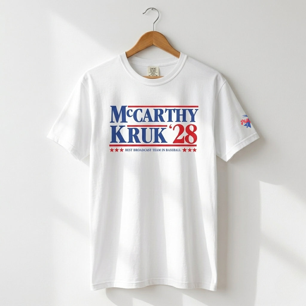 philadelphia phillies tom mccarthy and john kruk funny white comfort colors president t-shirt by phillygoat