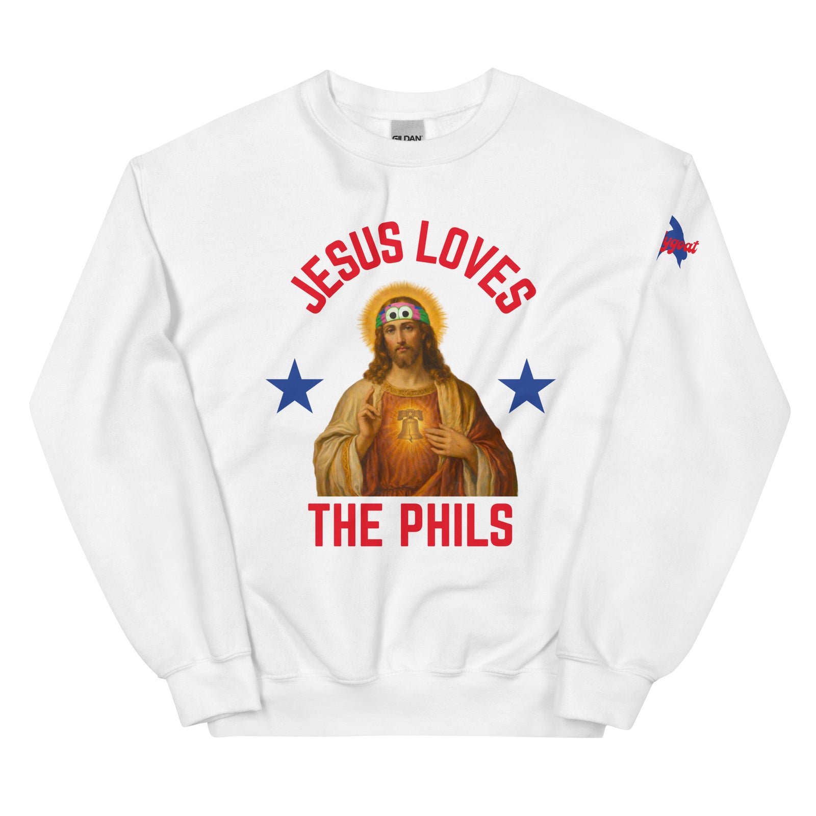 "Jesus Loves the Phils" Sweatshirt by Phillygoat – Philadelphia sports apparel