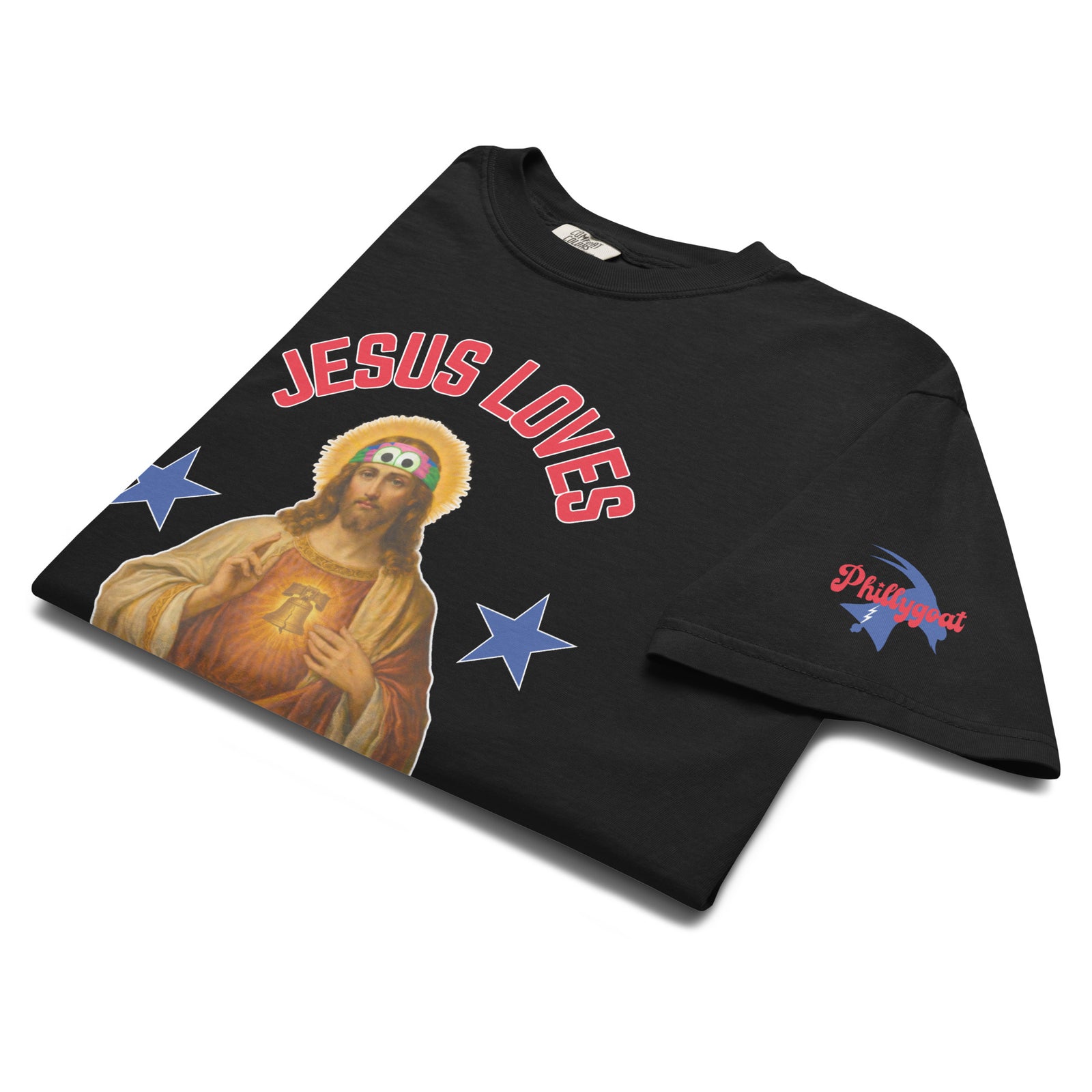 "Jesus Loves the Phils" Comfort Colors Tee by Phillygoat – Philadelphia sports apparel