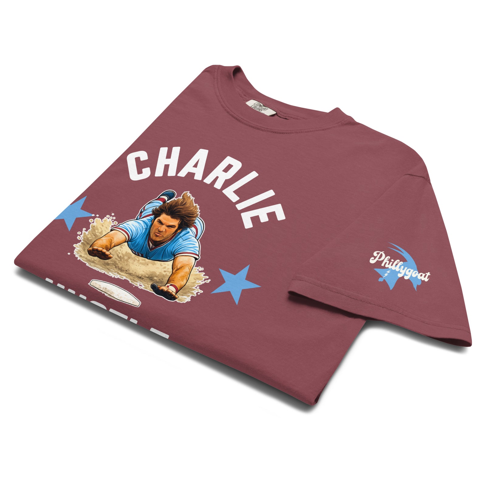 "Charlie Hustle" Comfort Colors Tee by Phillygoat – Philadelphia sports apparel