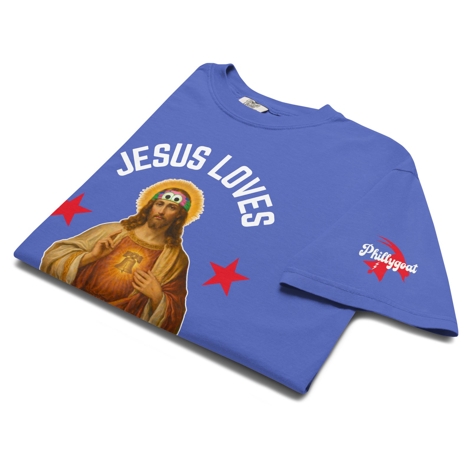 "Jesus Loves the Phils" Comfort Colors Tee by Phillygoat – Philadelphia sports apparel