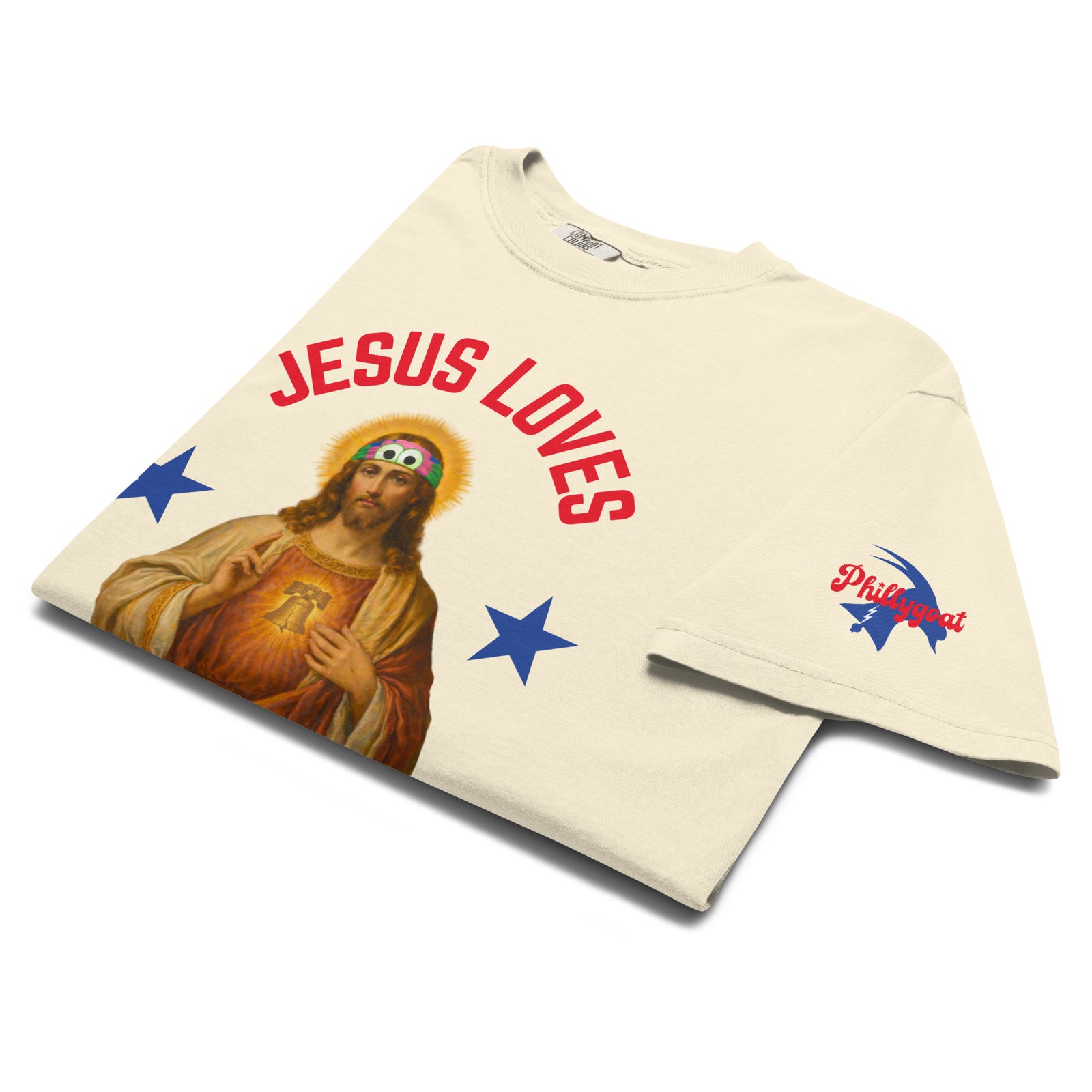 "Jesus Loves the Phils" Comfort Colors Tee by Phillygoat – Philadelphia sports apparel